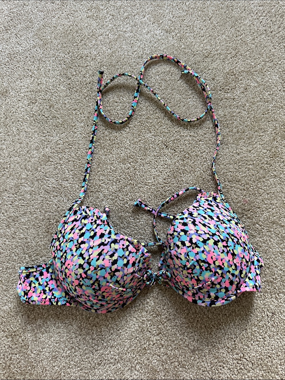 Victoria's Secret Multicolor Neon Spot Push-Up Bikini Top